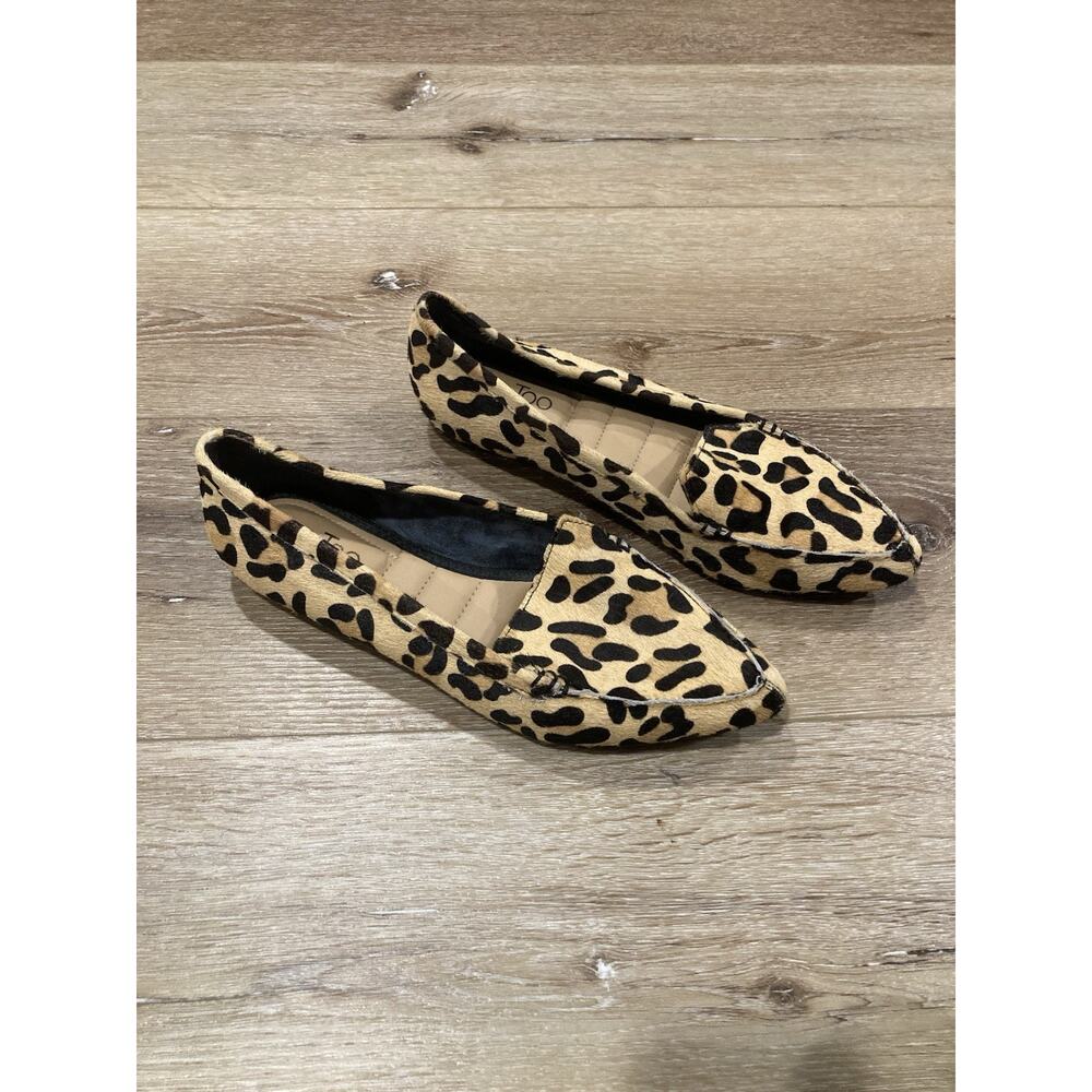 Me Too Audra Leopard Slip On Loafer Flat Shoe 7M Calf Hair Animal Print Capsule
